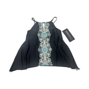 Miraclesuit Womens Samsara Peephole BLACK Tankini SWIM TOP US SIZE‎ 10 Nwt
